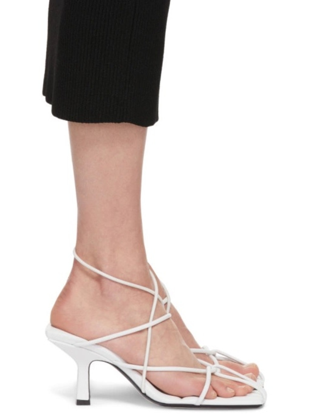 KHAITE white “The Monza” Cream Lace-Up Square-Toe Sandals